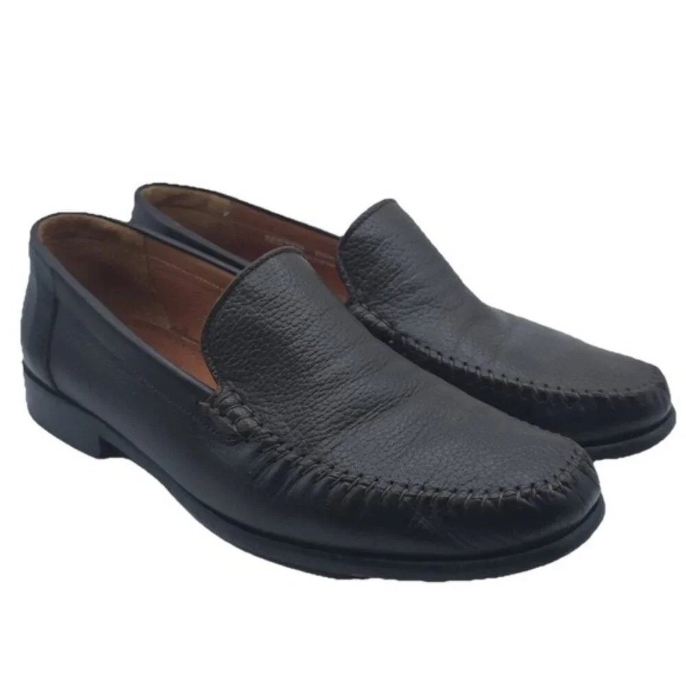 SANDRO MISTER‎ Men's Brown Leather Loafers Shoes Size 9.5 D SPAIN🇪🇸MADE BRN-SY
